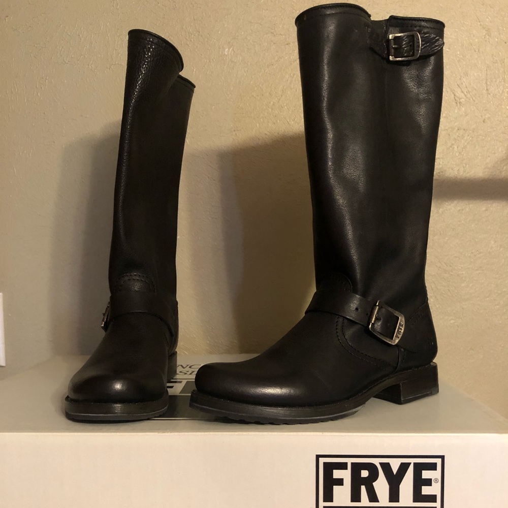 Frye tall black leather boot, size 8.5